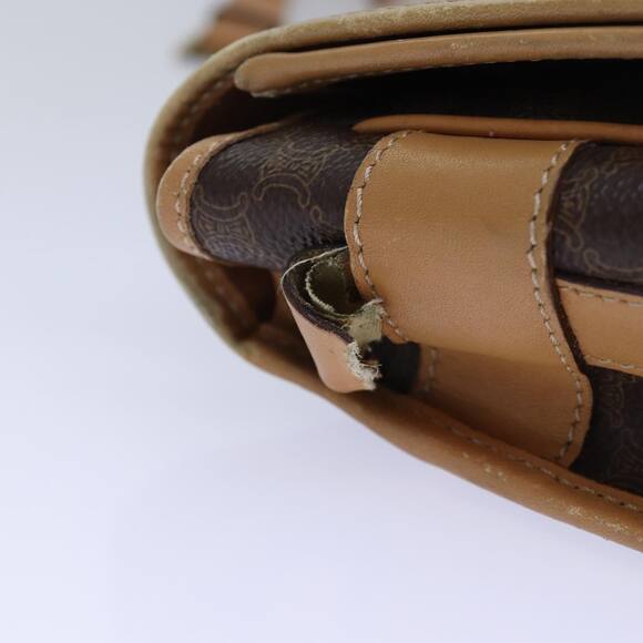 CELINE Macadam Canvas Shoulder Bag Pvc Leather Brown Gold - Picture 8 of 16